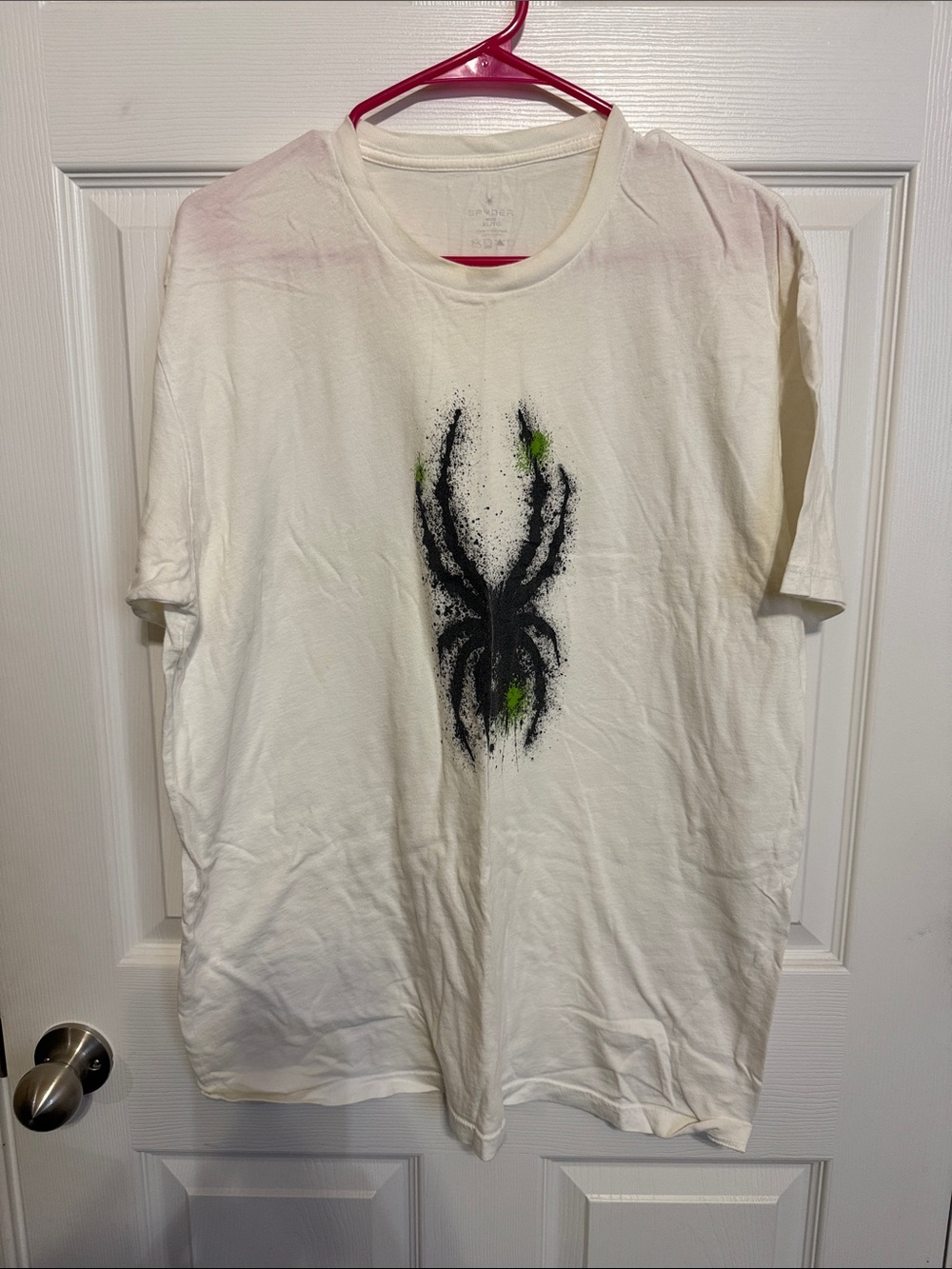 Men’s Spyder Off White Short-Sleeve Tee with Spider Graphic